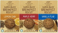 Naturally Good Super Paleo Breakfast Biscuits Lemon Chia, Maple Hemp and Vanilla Flax